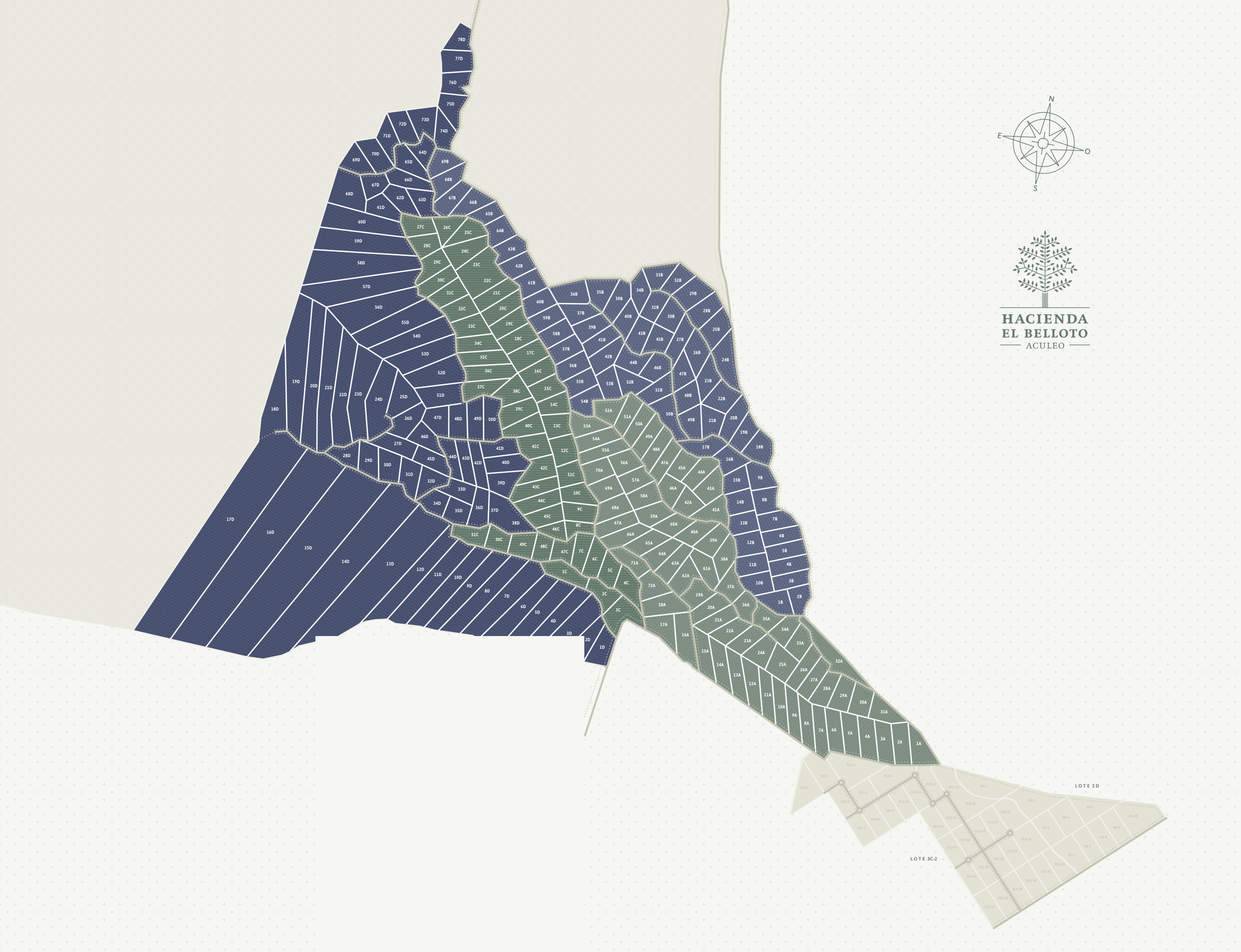 Mapa del loteo Hacienda El Belloto